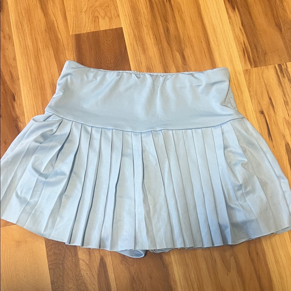 Light Blue Pleated Women's Skirt